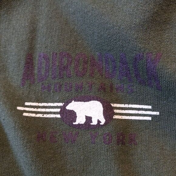 Jerzees Lg Green Adirondack Mountains New York Long Sleeve Hoodie Countrycore - Picture 3 of 8